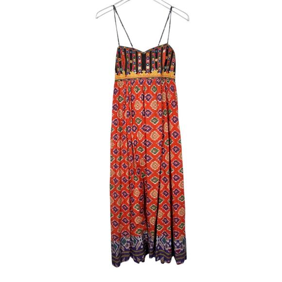 Denim & Supply Ralph Lauren Boho Embellished Maxi Dress Medium Mirrored Tassel - Picture 2 of 8